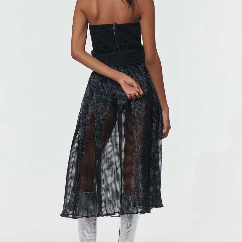 ANTHROPOLOGIE Pilcro Elegant Black Strapless Bodysuit and sheer skirt - Picture 3 of 3